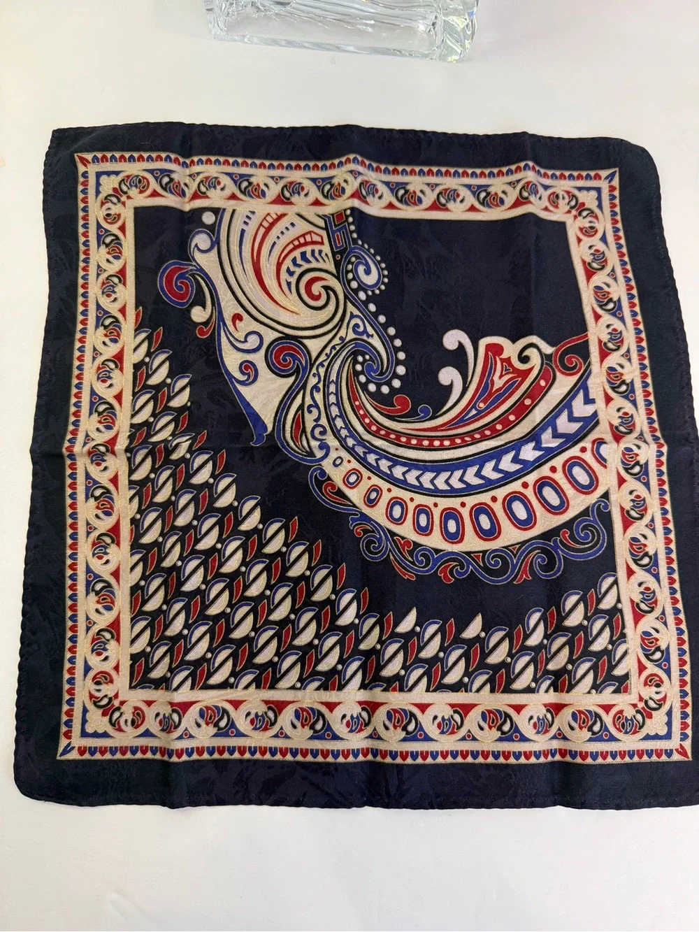 Dapper Americana Elegance Vintage Paisley Pocket Square Handkerchief 12” x 12”